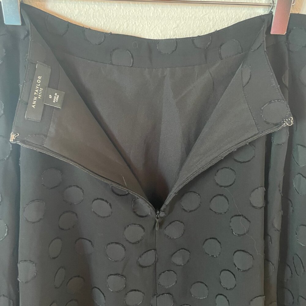 Ann Taylor Black Clip Dot Full Circle Chiffon Skirt Petite ‎ Size 6P - Picture 7 of 11